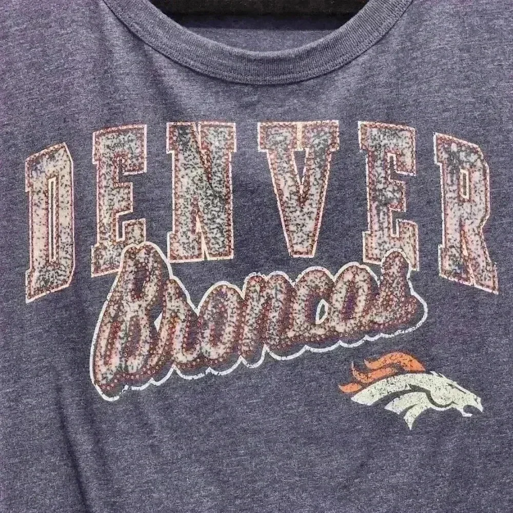 NWT Denver Broncos Touch by Alyssa Milano 3/4 Sleeve Bling‎ Tee Womens Size M - Picture 2 of 6